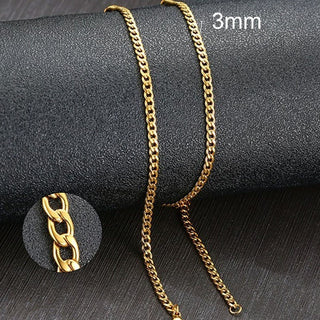 Vnox Men's Cuban Link Chain Necklace Stainless Steel Black Gold Color Male Choker colar Jewelry Gifts for Him ALODIA STORE