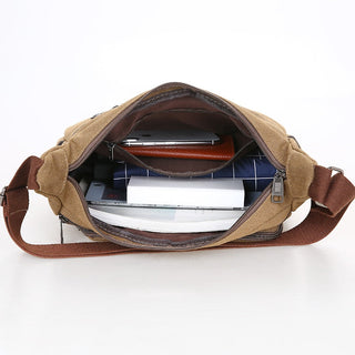 Men Canvas Shoulder Bag Multifunction Casual Travel Crossbody Bags Vintage Solid Zipper Men Messenger Top-handle Handbags ALODIA STORE
