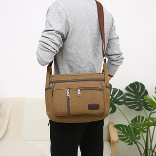 Men Canvas Shoulder Bag Multifunction Casual Travel Crossbody Bags Vintage Solid Zipper Men Messenger Top-handle Handbags ALODIA STORE