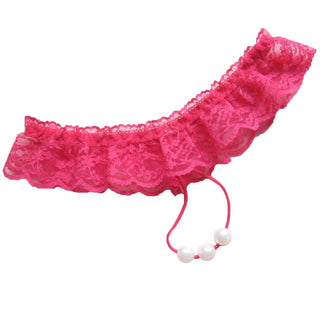 Sexy Women Pearl Panties Lace G String Temptation Underwear Ladies Tanga Hipster Thong Transparent Dessous Elastic Underpants ALODIA STORE
