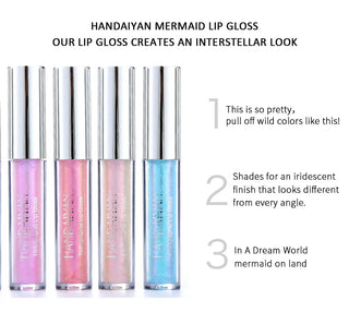 Plump Lip Gloss Lips Makeup Waterproof Long Lasting Holographic Mermaid Lip Tint Nude Moisturizer Glossy Glitter Liquid Lipstick ALODIA STORE