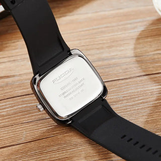 Unique Turntable Black&White Square Quartz Men Watch Wristwatch Men Creative Time Code Rubber Band Watch Relogio Masculino ALODIA STORE