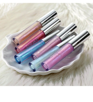 Plump Lip Gloss Lips Makeup Waterproof Long Lasting Holographic Mermaid Lip Tint Nude Moisturizer Glossy Glitter Liquid Lipstick ALODIA STORE