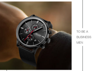 MEGIR Watch Men Stainless Steel Quartz Men Watches Chronograph Watch Clock Men Relogio Masculino for Male Students Relogios ALODIA STORE