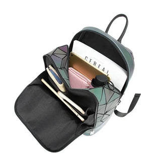 New Women Backpack Geometric Folding Bag Small Students School Bags For Teenage Girls Luminous Backpacks Hologram Daily Backpack ALODIA STORE