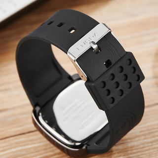 Unique Turntable Black&White Square Quartz Men Watch Wristwatch Men Creative Time Code Rubber Band Watch Relogio Masculino ALODIA STORE