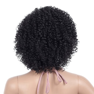 MSIWIGS 1b Black Afro Curly Wigs for Women Side Part Synthetic Short Hair Wig Heat Resistant America Hair ALODIA STORE
