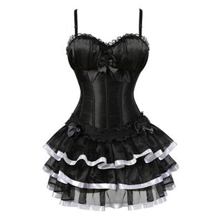 Black Victorian Corset Dresses Burlesque Corsets Bustiers with Skirt Vintage Costumes Lace Up Strap Corset Lingerie for Women ALODIA STORE