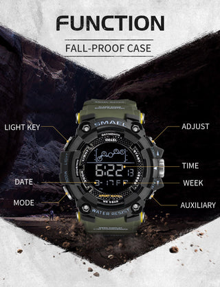 SMAEL Mens Watch Military Waterproof Sport WristWatch Digital Stopwatches For Men 1802 Military Electronic Watches Male Clock ALODIA STORE