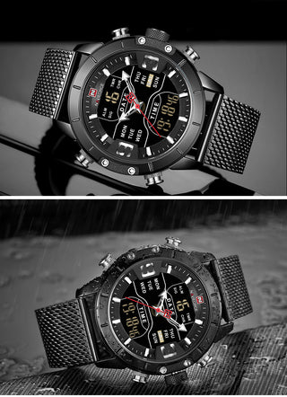 NAVIFORCE Men's Watches Top Brand Luxury Sports Watch For Men Quartz LED Digital Dual Clock Male Full Steel Military Wrist Watch ALODIA STORE