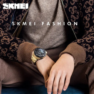 SKMEI Men Watch Fashion Quartz Sports Watches Stainless Steel Strap Men Watches Top Brand Luxury Business Waterproof Wrist Watch ALODIA STORE