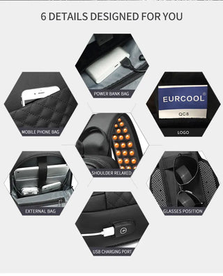 EURCOOL Messenger Bag for Men Black Crossbody Bags men for 7.9" iPad W