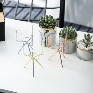 Nordic Ceramic Iron Art Vase Marble Pattern Rose Gold Silver Tabletop Green Plant Pot Home Office Vases Decorative ALODIA STORE