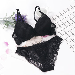 lingerie porno push up bra set intimates lace top and panties lace underwear set 3/4 cup underwear set women ALODIA STORE