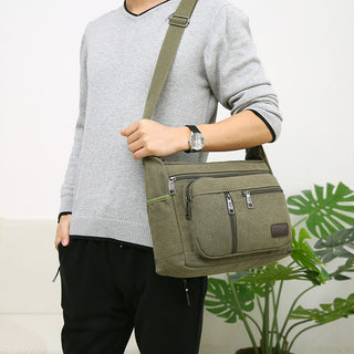 Men Canvas Shoulder Bag Multifunction Casual Travel Crossbody Bags Vintage Solid Zipper Men Messenger Top-handle Handbags ALODIA STORE