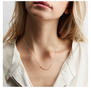 eManco Women Statement Stainless Steel Necklace for Women Simple Thin Chain Necklace Choker Necklace Luxury Designer Jewelry ALODIA STORE