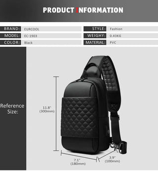 EURCOOL Messenger Bag for Men Black Crossbody Bags men for 7.9" iPad W