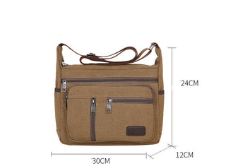 Men Canvas Shoulder Bag Multifunction Casual Travel Crossbody Bags Vintage Solid Zipper Men Messenger Top-handle Handbags ALODIA STORE