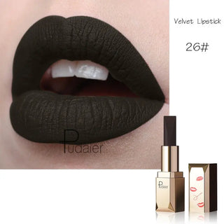 Pudaier Matte Lipstick Waterproof Lip Makeup 26 Colors Long Lasting Moisturizer Lip Tint Korean Black Velvet Nude Matte Lipstick - Alodia Store