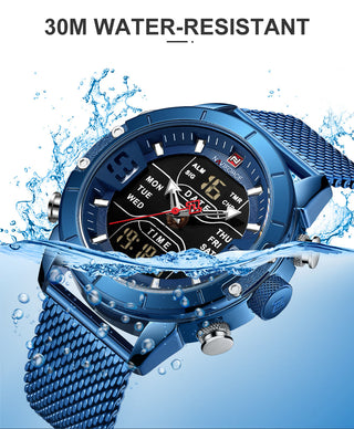 NAVIFORCE Men's Watches Top Brand Luxury Sports Watch For Men Quartz LED Digital Dual Clock Male Full Steel Military Wrist Watch ALODIA STORE