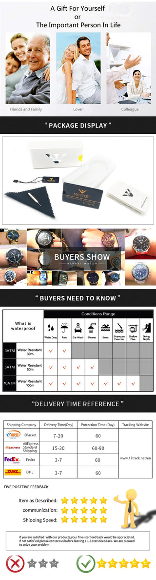 NIBOSI Ultra Thin Fashion Men Watch Top Luxury Brand Business Quartz Watches Waterproof Sports Watch Men Clock Relogio Masculino ALODIA STORE