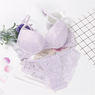 lingerie porno push up bra set intimates lace top and panties lace underwear set 3/4 cup underwear set women ALODIA STORE