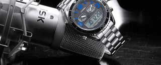 SINOBI Men's Sports Watch Luxury Male Stainless Steel Chronograph Quartz Watches Military Wrist Watch Gift for Men Reloj Saat ALODIA STORE