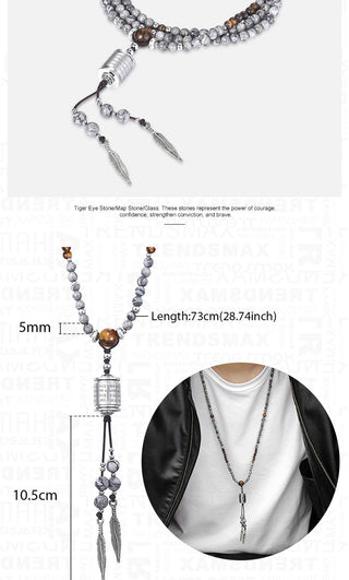 Unique Men's Necklace Stainless Steel Arrow Pendant Matte Black Glass Beaded Necklace Male Jewelry Dropshipping DNM07 ALODIA STORE