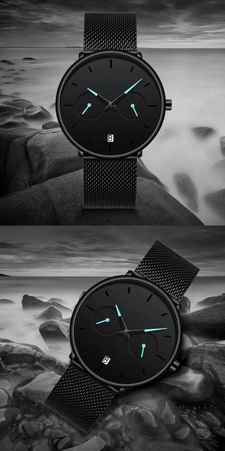 Mens Watches CRRJU Full Steel Casual Waterproof Watch for Man Sport Quartz Watch Men's Dress Calendar Watch Relogio Masculino ALODIA STORE