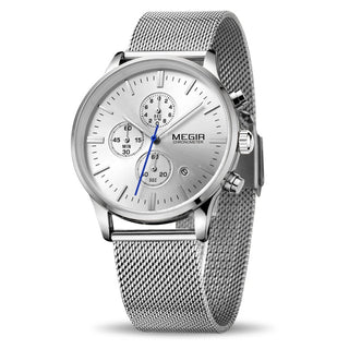MEGIR Watch Men Stainless Steel Quartz Men Watches Chronograph Watch Clock Men Relogio Masculino for Male Students Relogios ALODIA STORE