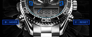 SINOBI Men's Sports Watch Luxury Male Stainless Steel Chronograph Quartz Watches Military Wrist Watch Gift for Men Reloj Saat ALODIA STORE