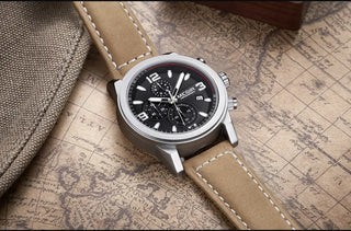 MEGIR Fashion Sport Watch Men Luxury Brand Men Quartz Watches Chronogragph Clock Leather Band Army Military Wrist Watch 2026 ALODIA STORE