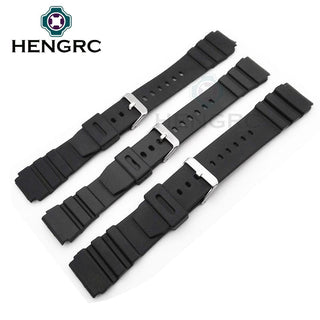 Silicone Watchbands 18 20 22mm Men Black Sports Diving Rubber Watch Strap Silver Stainless Steel Buckle ALODIA STORE