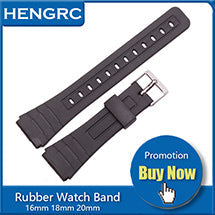 Silicone Watchbands 18 20 22mm Men Black Sports Diving Rubber Watch Strap Silver Stainless Steel Buckle ALODIA STORE