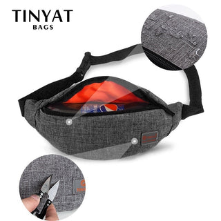 TINYAT Male Men Waist Bag Pack Casual Functional Money ALODIA STORE