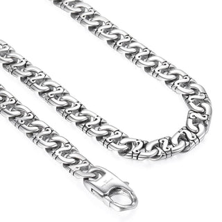 Men's Necklace 316L Stainless Steel Chain 9.5mm Heavy Marina Biker Silver Color Fashion Jewelry Dropshipping 18-36inch HN01 ALODIA STORE