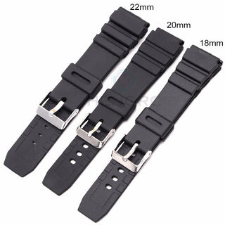 Silicone Watchbands 18 20 22mm Men Black Sports Diving Rubber Watch Strap Silver Stainless Steel Buckle ALODIA STORE