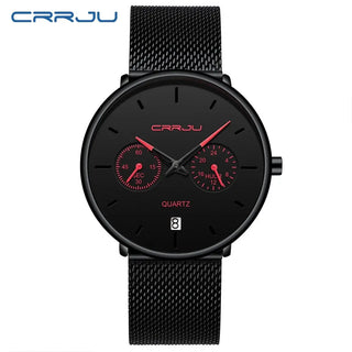 Mens Watches CRRJU Full Steel Casual Waterproof Watch for Man Sport Quartz Watch Men's Dress Calendar Watch Relogio Masculino ALODIA STORE