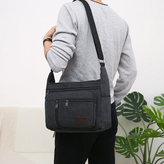 Men Canvas Shoulder Bag Multifunction Casual Travel Crossbody Bags Vintage Solid Zipper Men Messenger Top-handle Handbags ALODIA STORE