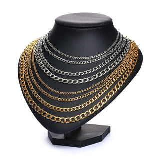 Vnox Men's Cuban Link Chain Necklace Stainless Steel Black Gold Color Male Choker colar Jewelry Gifts for Him ALODIA STORE