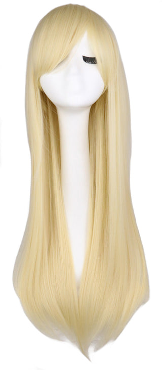 QQXCAIW Long Straight Cosplay Wig Black Purple Pink Blue Sliver Gray Blonde White Orange Brown Synthetic Hair Wigs ALODIA STORE
