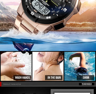 SKMEI Watch Men's Watch Fashion Sport Watches Stainless Steel Strap Mens Watches Stopwatch Chronograph Waterproof Wristwatch Men ALODIA STORE