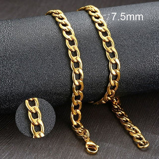 Vnox Men's Cuban Link Chain Necklace Stainless Steel Black Gold Color Male Choker colar Jewelry Gifts for Him ALODIA STORE
