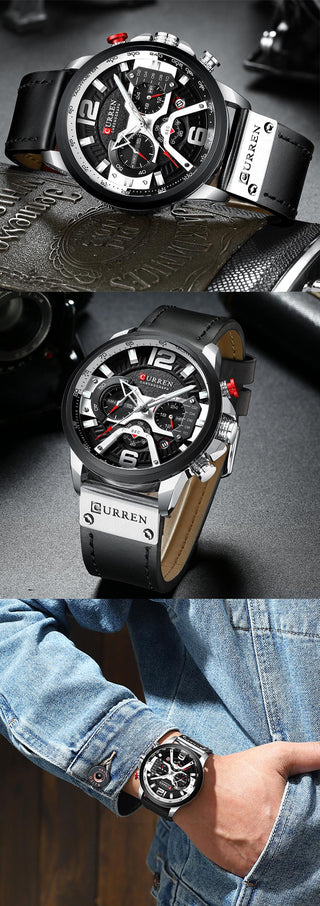 Top  CURREN Brand Casual Fashion Watches for Male Sport Military Leather Wrist Watch Men Watch Chronograph Relojes Hombre ALODIA STORE