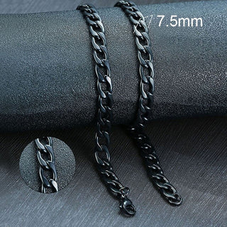 Vnox Men's Cuban Link Chain Necklace Stainless Steel Black Gold Color Male Choker colar Jewelry Gifts for Him ALODIA STORE