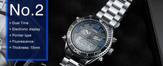 SINOBI Men's Sports Watch Luxury Male Stainless Steel Chronograph Quartz Watches Military Wrist Watch Gift for Men Reloj Saat ALODIA STORE