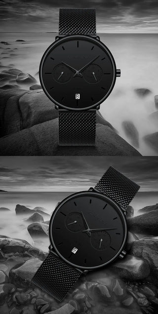 Mens Watches CRRJU Full Steel Casual Waterproof Watch for Man Sport Quartz Watch Men's Dress Calendar Watch Relogio Masculino ALODIA STORE