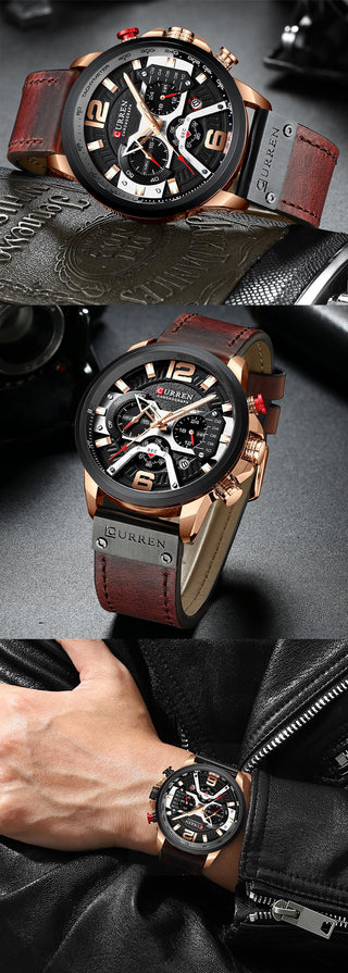 Top  CURREN Brand Casual Fashion Watches for Male Sport Military Leather Wrist Watch Men Watch Chronograph Relojes Hombre ALODIA STORE