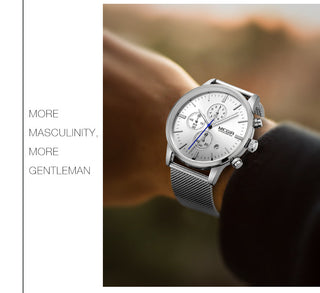 MEGIR Watch Men Stainless Steel Quartz Men Watches Chronograph Watch Clock Men Relogio Masculino for Male Students Relogios ALODIA STORE