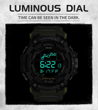 SMAEL Mens Watch Military Waterproof Sport WristWatch Digital Stopwatches For Men 1802 Military Electronic Watches Male Clock ALODIA STORE